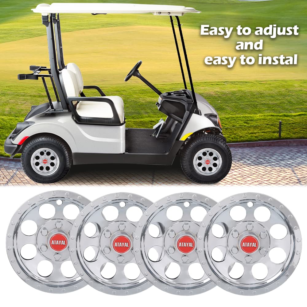 G-PLUS 10" Chrome Wheel Cover Hub Caps Compatible with EZGO Club Car and Yamaha Golf Cart Hubcaps Set of 4