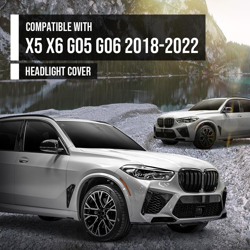 G-PLUS Headlight Lens Cover Compatible with BMW X5 X6 G05 G06 2018-2022 Left & Right Pair Front Headlamp Lens Cover Clear