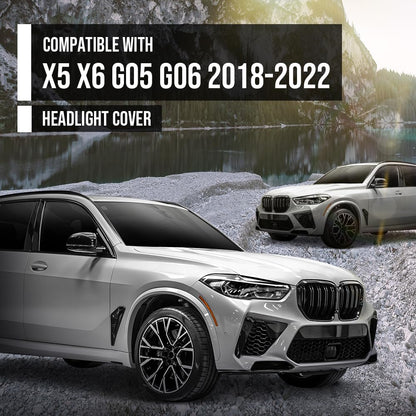 G-PLUS Headlight Lens Cover Compatible with BMW X5 X6 G05 G06 2018-2022 Left & Right Pair Front Headlamp Lens Cover Clear