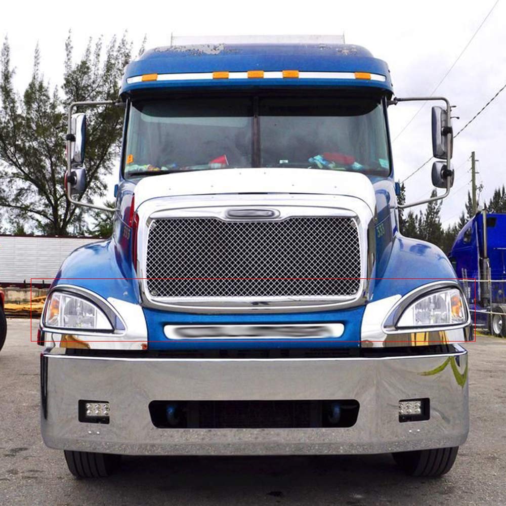 G-PLUS Headlights Assembly, Compatible with 2005-2012 Freightliner Columbia Models Bumper Headlamps, Smoky Lens Chrome Housing Amber Reflector