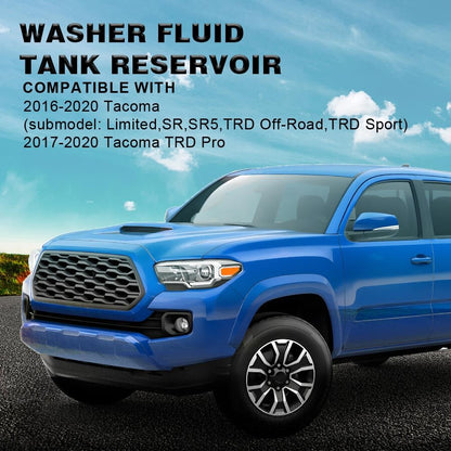 G-PLUS Washer Reservoir Windshield Tank w/Cap & Pump Compatible with Toyota Tacoma TRD Pro 2017-2020,Fit Toyota Tacoma (submodel: Limited, SR, SR5, TRD Off-Road, TRD Sport) 2016-2020 TO1288228