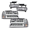 G-PLUS LED DRL Headlights & Fog Lights Compatible With 1999-2002/Chevy Silverado 1500/2500 2000-2006/Suburban Tahoe 1500 2500 Headlamps & Fog Lamps 6pcs Chrome Housing Amber Reflector,faros delanteros