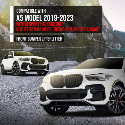 G-PLUS Front Bumper Lip Splitter Spoiler Compatible with BMW X5 Model 2019-2023 with M Sport Package Only, Not Fit X5M or Model Without M Sport Package Front Bumper Lip Splitter Glossy Black