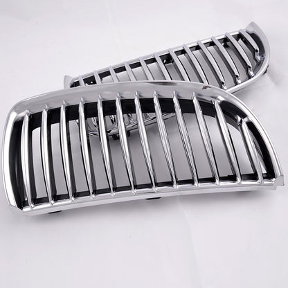 4PCS Silver Front Bumper Kidney Grille Hood Grills Replacement For BMW E90 E91 2005-2008 3-Series 320i 325i 330i 323i 328i Sedan Wagon 2006 2007