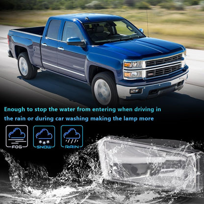 G-PLUS Front Bumper Fog Lights Lamp w/Bulbs & Wire Harness Fit Chevy Silverado/Suburban/Tahoe 2007-2015,Fit Chevy Avalanche 2007-2013,Fit GMC Sierra 2007-2014,Fit GMC Yukon 2010-2014 Clear