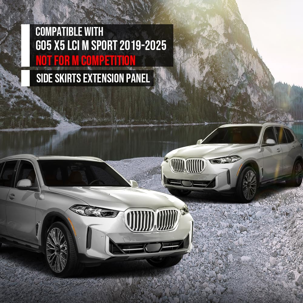 G-PLUS Side Skirts Extension Rocker Panels Compatible with BMW G05 X5 LCI 2019 2020 2021 2022 2023 2024 2025 M Sport Only, Not Fit M Competition, Glossy Black