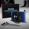 G-PLUS Universal 7" Electric Black Engine Cooling Fan + 15 Row 10AN-AN10 Aluminum Engine Transmission Oil Cooler Blue