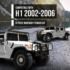 G-PLUS Fender Flares 8PCS for Hummer H1 Humvee HMMWV Black Front View