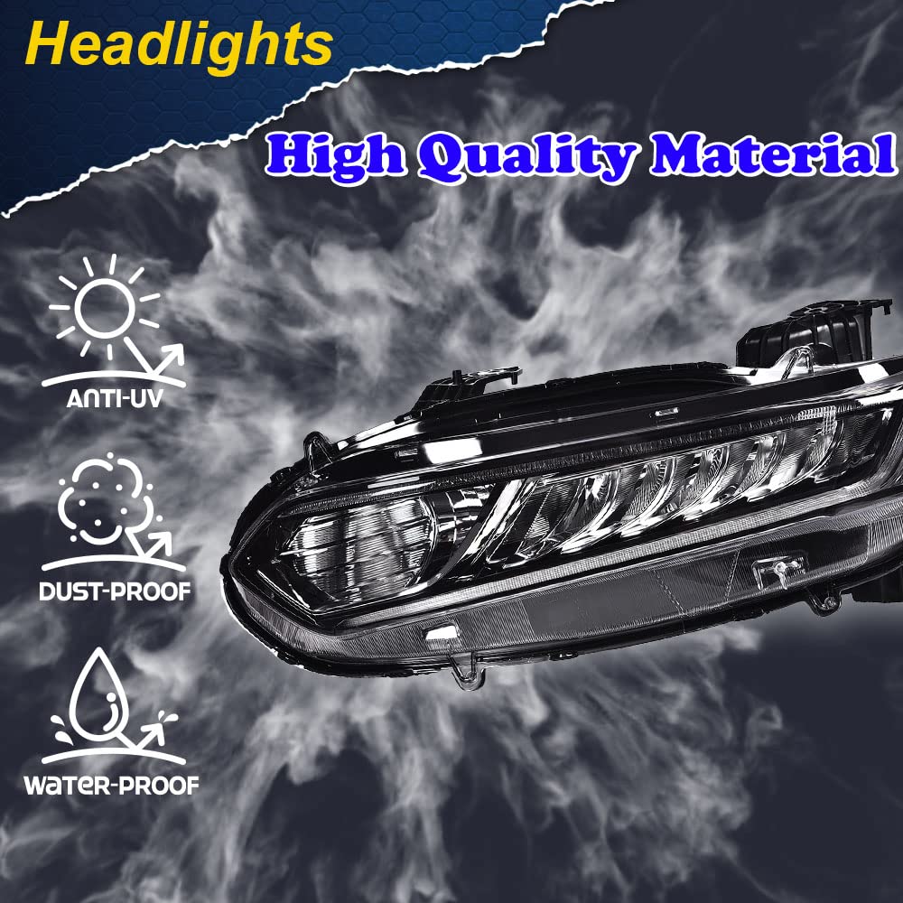 G-PLUS Headlights Assembly, Compatible with 2018 2019 2020 Honda Accord Left Bumper Headlamp, Clear Lens Black Housing Amber Reflector Bumper Headlamps,faros delanteros