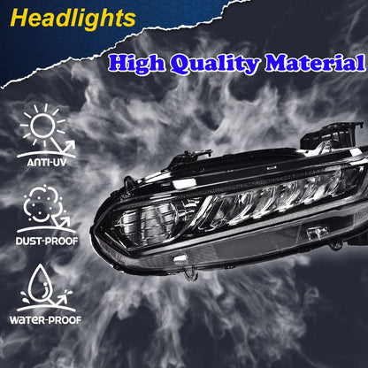 G-PLUS Headlights Assembly, Compatible with 2018 2019 2020 Honda Accord Left Bumper Headlamp, Clear Lens Black Housing Amber Reflector Bumper Headlamps,faros delanteros
