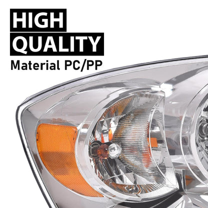 G-PLUS Headlights w/Bulbs Pair Compatible with Dodge Ram 1500 2006-2008/Fit Dodge Ram 2500 3500 2006-2009 68003125AD, 68003124AD, CH2502180, CH2503180 Clear Lens Chrome Housing Amber Reflector