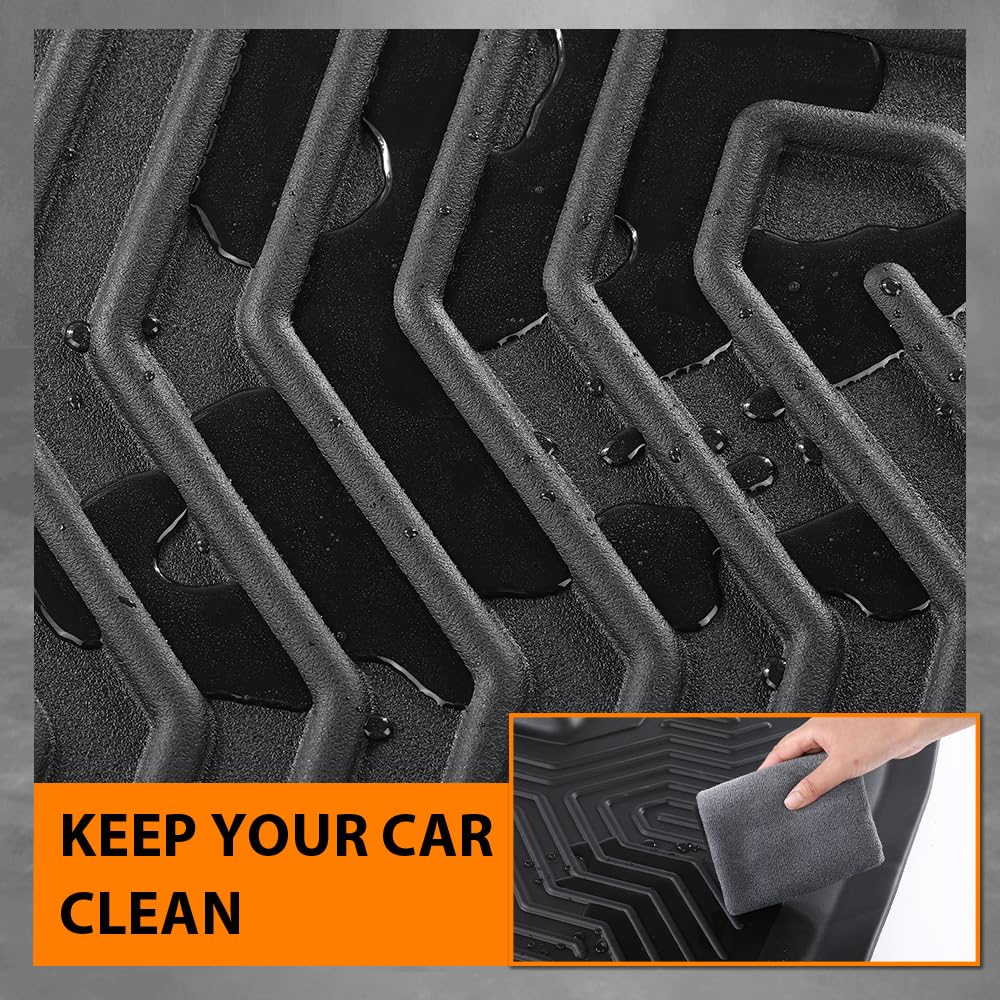 G-PLUS Floor Mats Compatible with Dodge Ram 2500 3500 Crew Cab 2019-2025(w/1st Row Bucket or Bench Seats) All Weather Custom Fit TPE Floor Liners Car Mats Truck Accessories 1st & 2nd Row