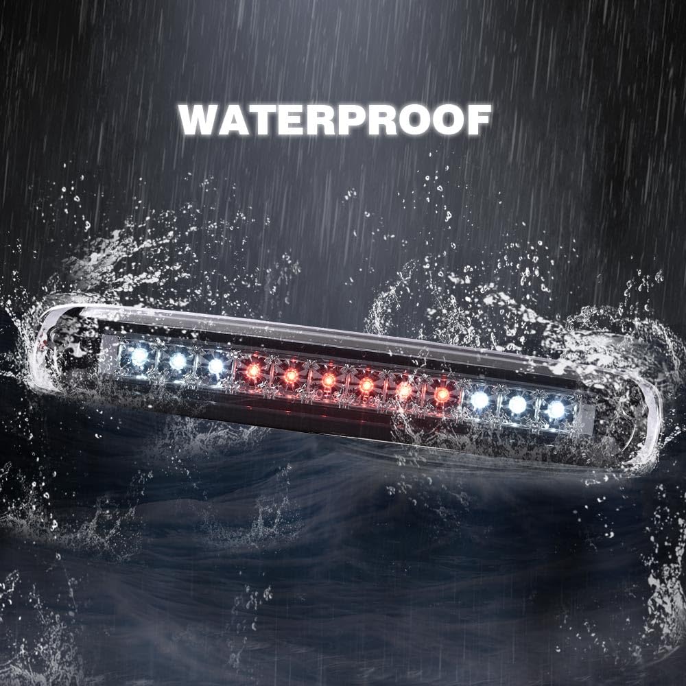 G-PLUS LED 3rd Brake Light Compatible with Chevy Silverado & GMC Sierra 1999-2006/Fit 2007 Silverado & Sierra Classic Brake Lamp Tail Light Assembly Smoky Lens Chrome Housing