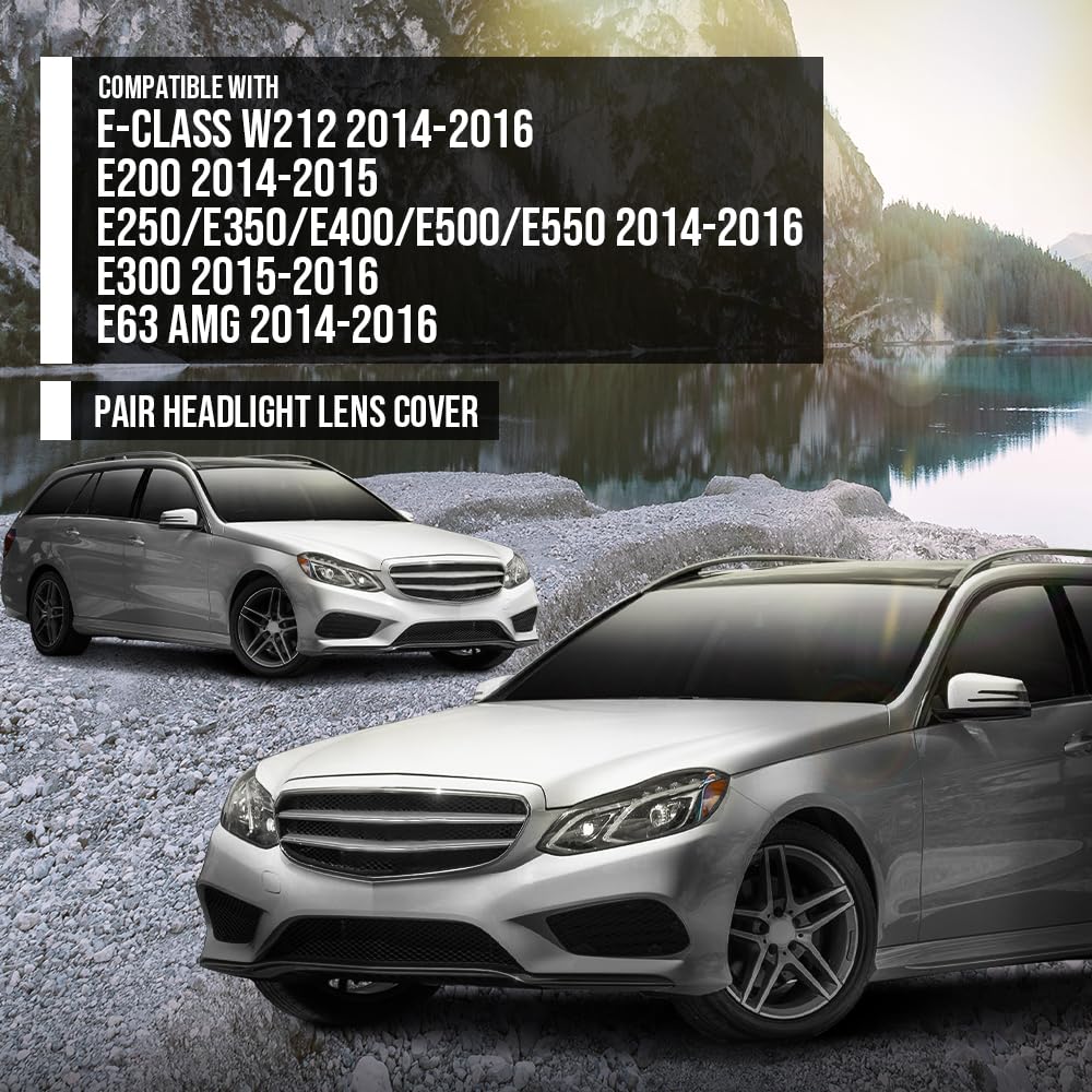 G-PLUS Headlight Lens Cover Compatible with Benz W212 E-Class E350 E550 2014 2015 2016 A2129063303, 2129063303 Left Side Front Headlamp Lens Cover Clear