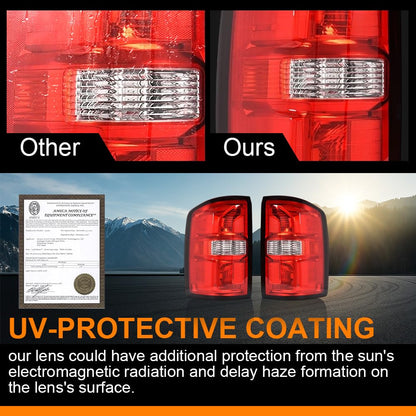 G-PLUS Tail Lights w/o Bulbs Compatible with GMC Sierra 1500 2014-2018,Tail lamp Fit GMC Sierra 2500 HD 3500 HD 2015-2019,Rear Lights Red Lens Luces traseras,Pilotos traserosAssembly