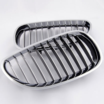 Left & Right Front Bumper Kidney Grilles Hood Grill Replacement For BMW E60 E61 5 Series M5 2003 2004 2005 2006 2007 2008 2009 2010 Silver