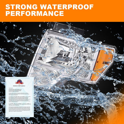 G-PLUS Headlights Assembly & Rear Tail Lights Compatible with 2009-2014 Ford F150 Not Fit LED Style DL3Z13008EB, DL3Z13008EC Bumper Headlamps & Tail Lamps Black