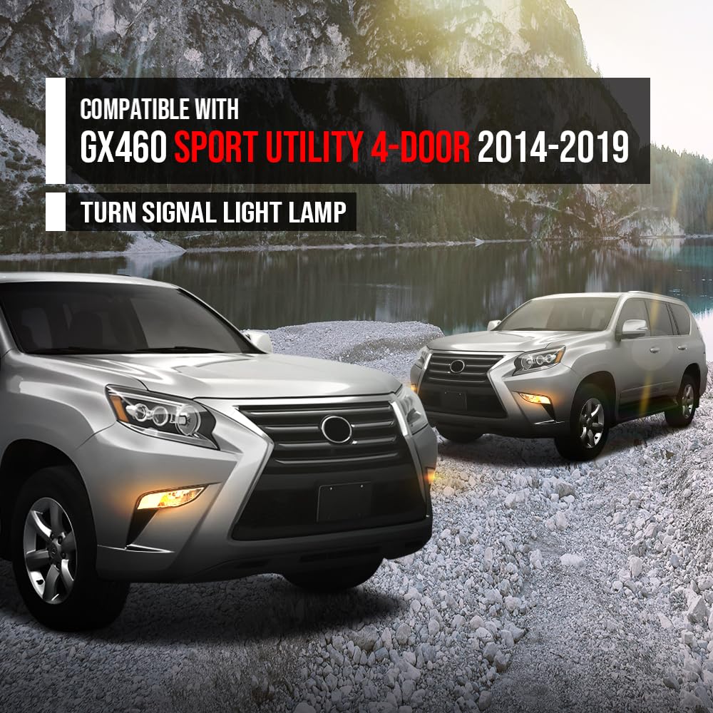 G-PLUS Turn Signal Light Lamp Passenger Right Side Compatible with LX GX460 Sport Utility 4-Door 2014-2019 8151160591-PFM, 8151060591 Black