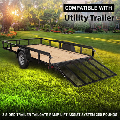 G-PLUS 2 Sided Trailer Tailgate Liftgate Ramp Lift Assist System,Fit 350 Pounds Trailers with Side Rails Between 10 and 24 Inches and Tailgate Heights Between 4 and 6 Feet Black
