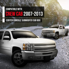 G-PLUS Center Console Subwoofer Box for Chevy GM Crew Cab 2007-2013 Black Front View
