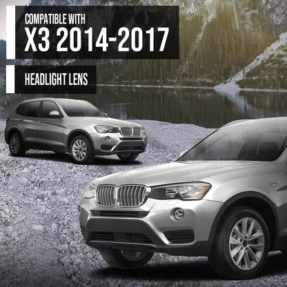 G-PLUS Headlight Lens Cover Compatible with BMW X3 F25 2014-2017 Left Side Front Headlamp Lens Cover Clear