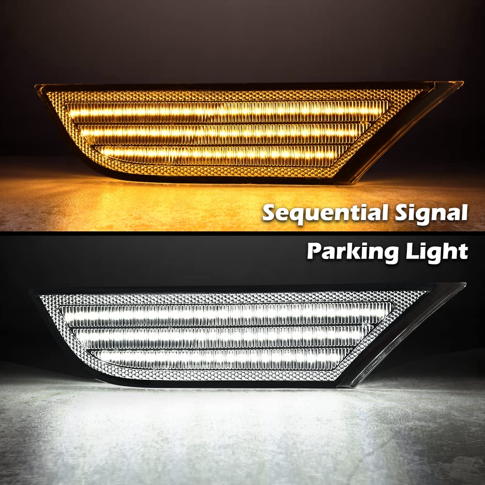 G-PLUS LED Sequential Signal Lamp Side Marker Lights Compatible with Honda Odyssey 2018 2019 2020 2021 2022 33800-THR-A01, 33850-THR-A01 Clear Lens
