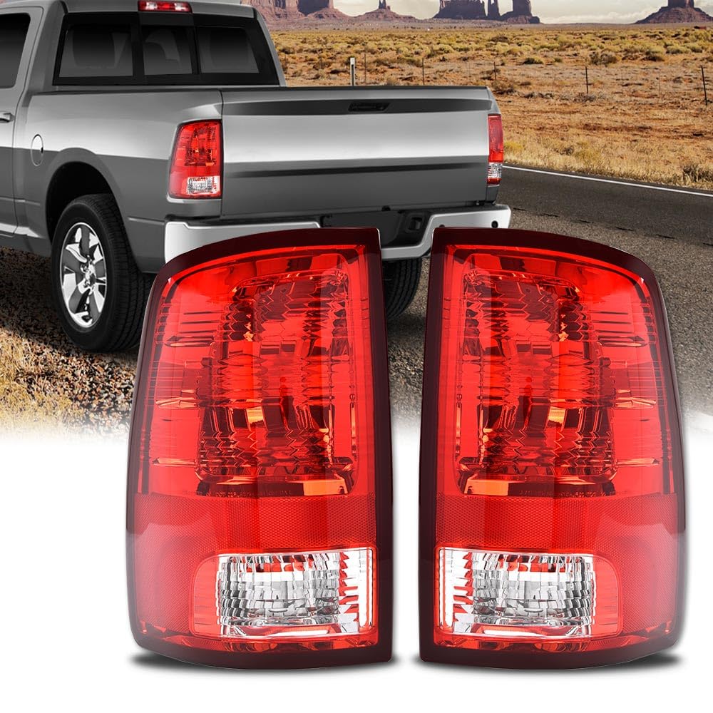 G-PLUS Red Lens Tail Lights w/o Bulbs Compatible with 2009-2018 Dodge Ram 1500 Fit 2010-2018 Dodge Ram 2500 3500 Fit 2019-2020 Dodge Ram 1500 Classic Left & Right