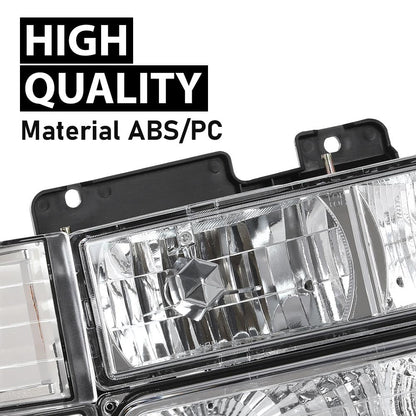 G-PLUS Headlights Combination w/Bulbs Fit GMC C10 1994-1998/Fit GMC Sierra Suburban Yukon 1994-1998 Clear Lens Chrome Housing Amber Reflector Bumper Headlamps,faros delanteros Assembly