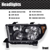 G-PLUS Headlights Compatible with Toyota Tundra 2007-2013/Compatible with Toyota Sequoia 2008-2017 Headlamps Pair Halogen Clear Lens Black Housing Amber Reflector,faros delanteros