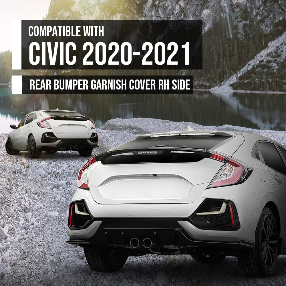 G-PLUS Rear Bumper Garnish Cover Right Passenger Side Compatible with Honda Civic Hatchback 2020 2021 71513-TGG-A50ZB, 71513 TGG A50ZB Black