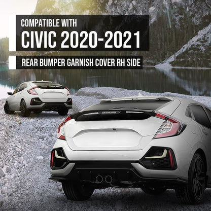 G-PLUS Rear Bumper Garnish Cover Right Passenger Side Compatible with Honda Civic Hatchback 2020 2021 71513-TGG-A50ZB, 71513 TGG A50ZB Black
