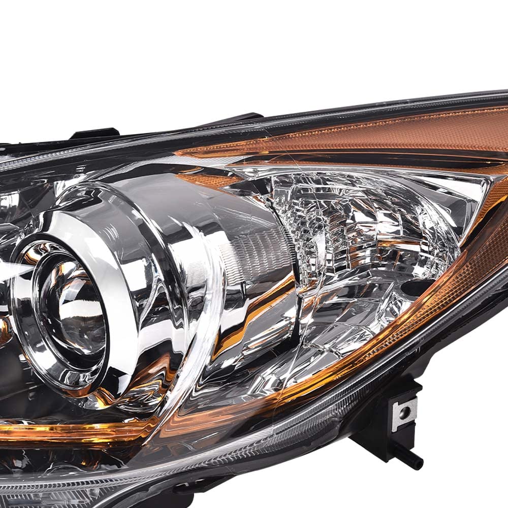 G-PLUS Headlights Assembly Compatible with Mazda 3 & 3 Sport 2013 2012 2011 2010, Headlamps Left Driver & Right Passenger Clear Lens Chrome Housing Amber Reflector,faros delanteros