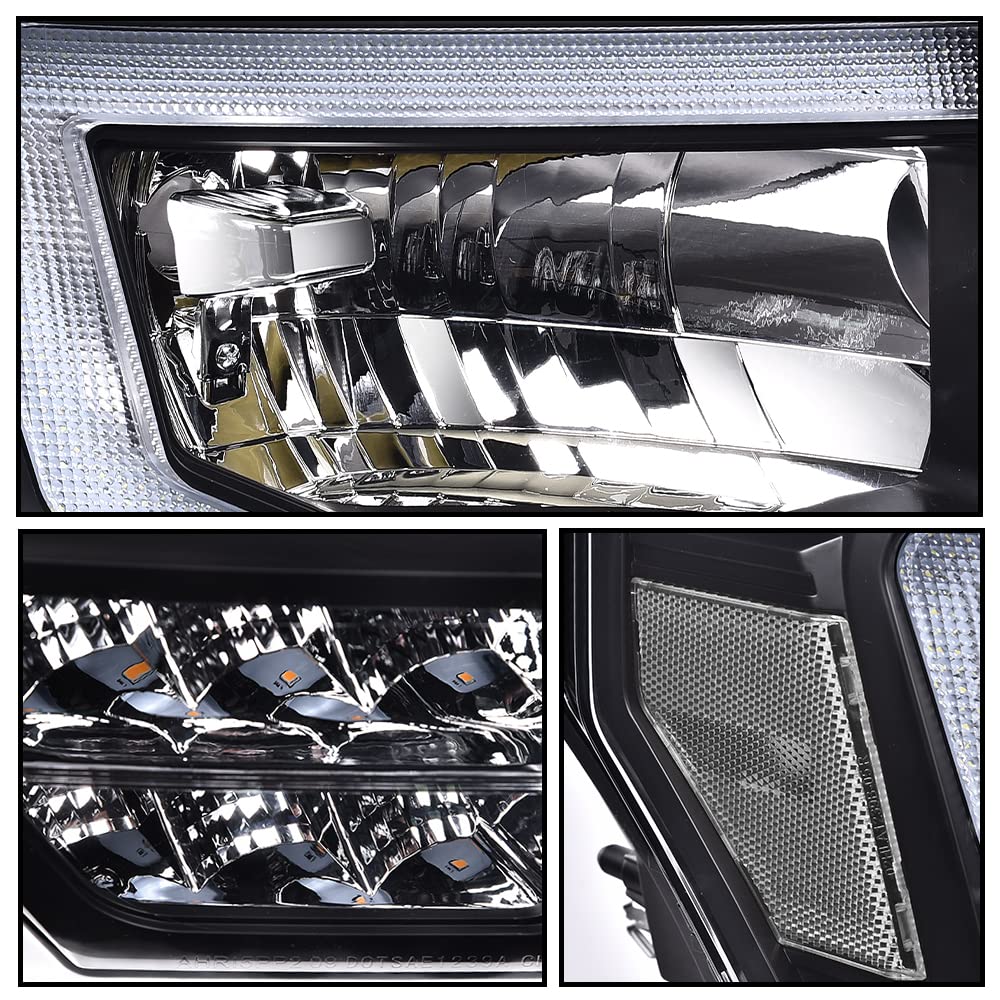 G-PLUS Headlights Assemblies LED Tube Compatible with Ford F150 2009-2014 Headlamps Driver Side & Passenger Side Clear Lens Black Housing Clear Reflector,faros delanteros