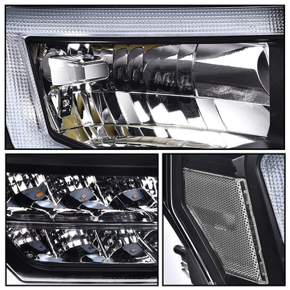 G-PLUS Headlights Assemblies LED Tube Compatible with Ford F150 2009-2014 Headlamps Driver Side & Passenger Side Clear Lens Black Housing Clear Reflector,faros delanteros
