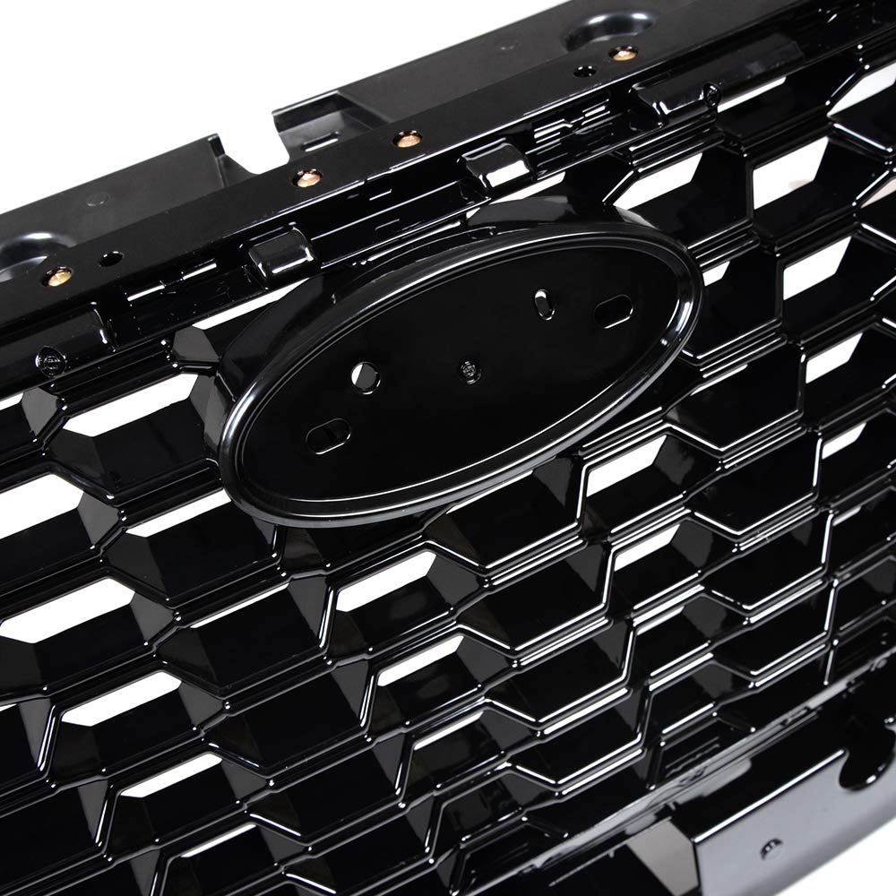 Honeycomb Front Bumper Grille Compatible with Ford Escape 2017-2018 Exterior Grill Glossy Black Protected Grille Guards With Honeycomb Mesh Style