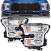G-PLUS Headlights Compatible with Ford F150 2015-2017 Headlamps Pair Driver Passenger Side Clear Lens Chrome Housing Amber Reflector,faros delanteros