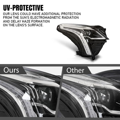 G-PLUS LED Headlight Front Right Passenger Side Compatible with Cadillac XT5 2020-2023 84849606 Black