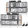 G-PLUS Headlights Combination w/Bulbs Fit GMC C10 1994-1998/Fit GMC Sierra Suburban Yukon 1994-1998 Clear Lens Chrome Housing Amber Reflector Bumper Headlamps,faros delanteros Assembly