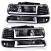 G-PLUS LED Headlights Assembly,Fit Chevy Silverado 1999-2002,Fit Chevy Tahoe/Suburban 1500 2500 2000-2006,Left & Right Bumper Headlamps,Clear lens Black Housing Clear Reflector
