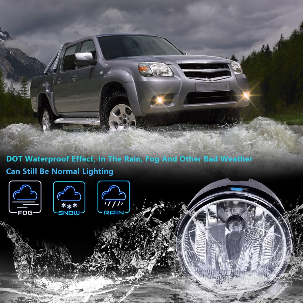Bumper Fog Lights Compatible For Ford Expedition 2007-2014 & Ranger 2008-2011 Driving Lamps Replacement Assembly with H10 12V 42W Bulbs-1 Pair (Clear lens)
