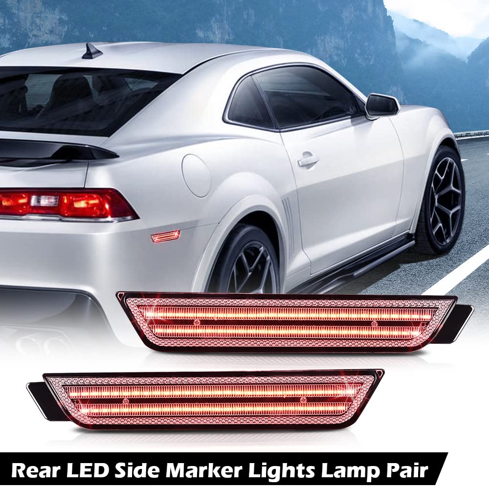 G-PLUS Rear Fender LED Side Marker Light Lamp Pair Clear Lens Fit Chevy Camaro LS | LT | SS | Z/28 | ZL1 2010 2011 2012 2013 2014 2015
