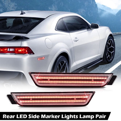 G-PLUS Rear Fender LED Side Marker Light Lamp Pair Clear Lens Fit Chevy Camaro LS | LT | SS | Z/28 | ZL1 2010 2011 2012 2013 2014 2015
