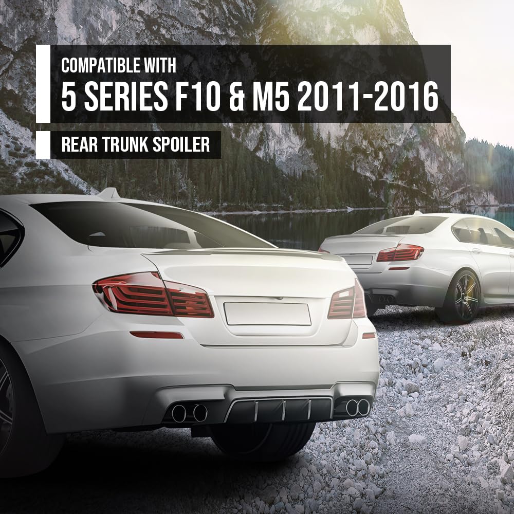 G-PLUS Rear Trunk Spoiler Wing Compatible with BMW 5 Series F10 & M5 2011 2012 2013 2014 2015 2016 Rear Spoiler Carbon Fiber Black