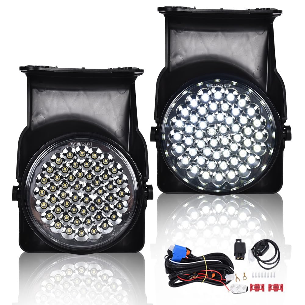 G-PLUS Bumper Fog Lights Pair Compatible With GMC Sierra 2003-2007 Pickup Truck (Smoky Lens + Wire Harness)