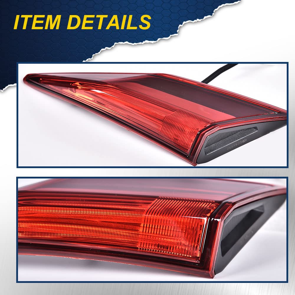 G-PLUS Tail Light - Inner Side, Replacement For 16-20 Honda Civic DX/LX/EX/EX-L/Turbo/Touring Plus/i-Style/Si/Sport 4-Door Sedan Automotive Trunk Brake Rear LED Inner Lamp Chrome Housing (Right)