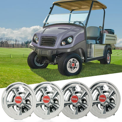 G-PLUS Golf Cart Wheel Covers Hub Caps 8" Chrome Compatible with EZGO, Club Car & Yamaha