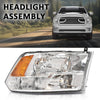 G-PLUS Headlight Assembly w/Bulbs,Fit Dodge Ram 1500 2500 3500 2009-2018 Factory,Front Headlamp Right Passenger Side Clear Lens Chrome Housing Amber Reflector Bumper Headlamps,faros delanteros