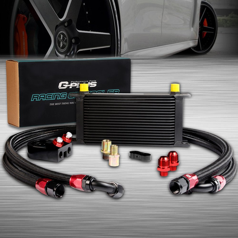 AN10-10AN 19 Row Engine Oil Cooler (Black, 19 Row English-style B)