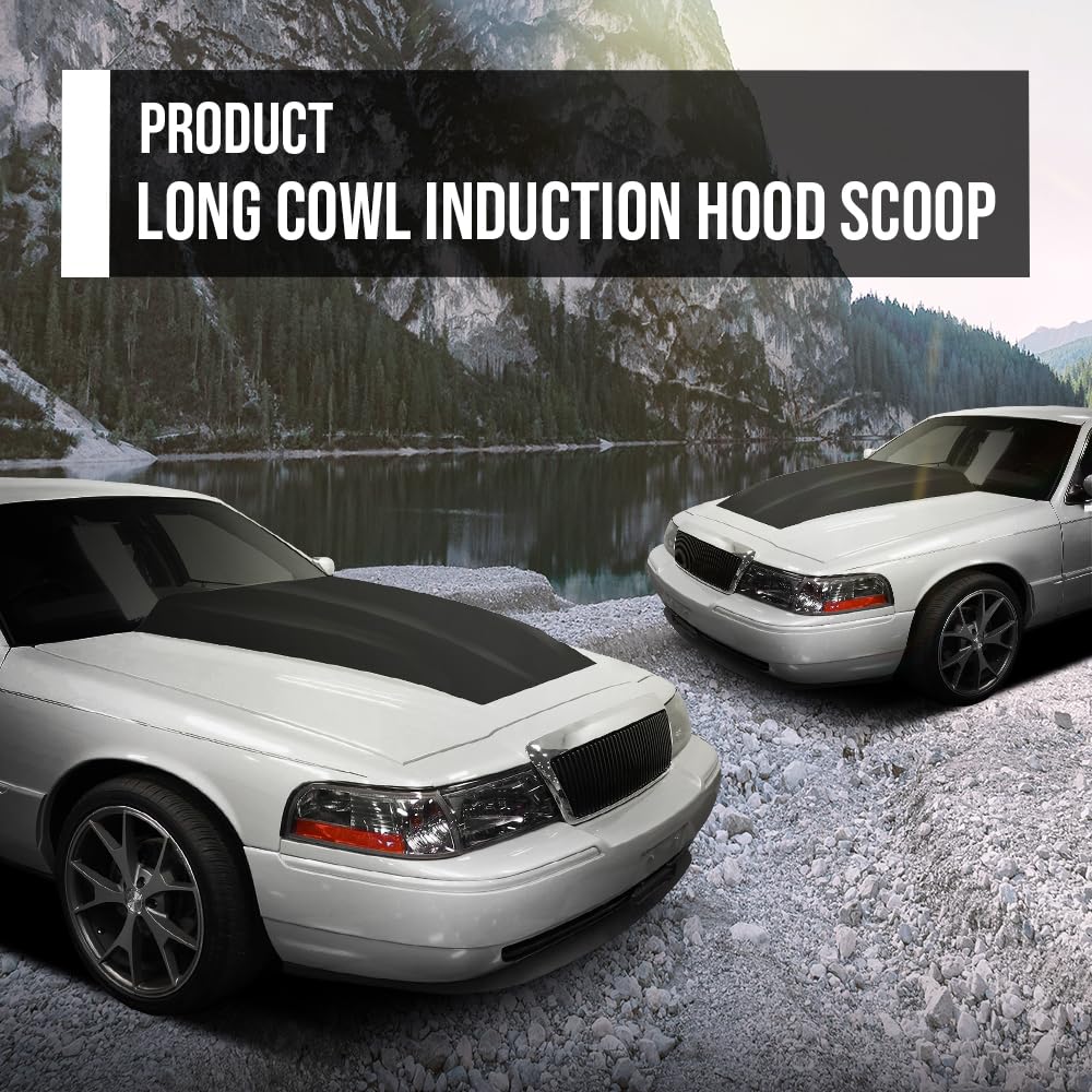 G-PLUS Cowl Induction Hood Scoop - 38" L x 4 ½" H x 27" W- Black ABS