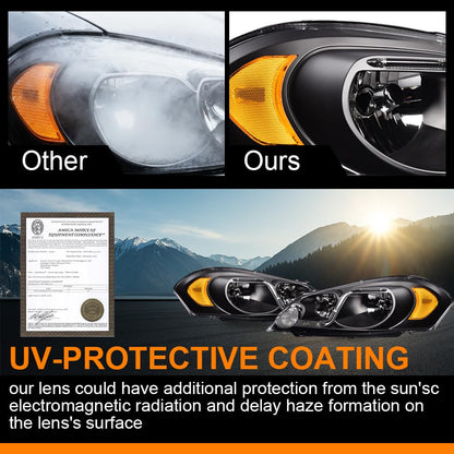 G-PLUS LED Headlights Assembly Fit Chevy Monte Carlo 2006 2007/Chevy Impala 2006-2013/Chevy Impala Limited 2014-2016 DRL Corner Headlamps Clear Lens Black Housing Amber Reflector,faros delanteros